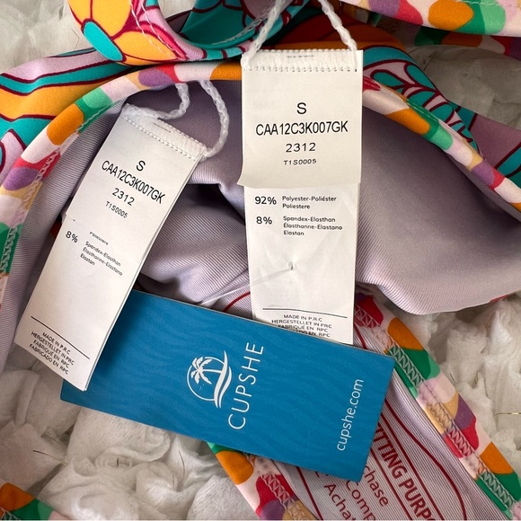 NWT Boho Wavy Striped Strappy V-Neck Top & Cutout Bikini Set SIZE SMALL - Picture 13 of 17